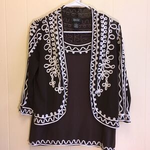 OBJECTS D'ART EMBROIDERED TOP WITH ATTACHED TANK